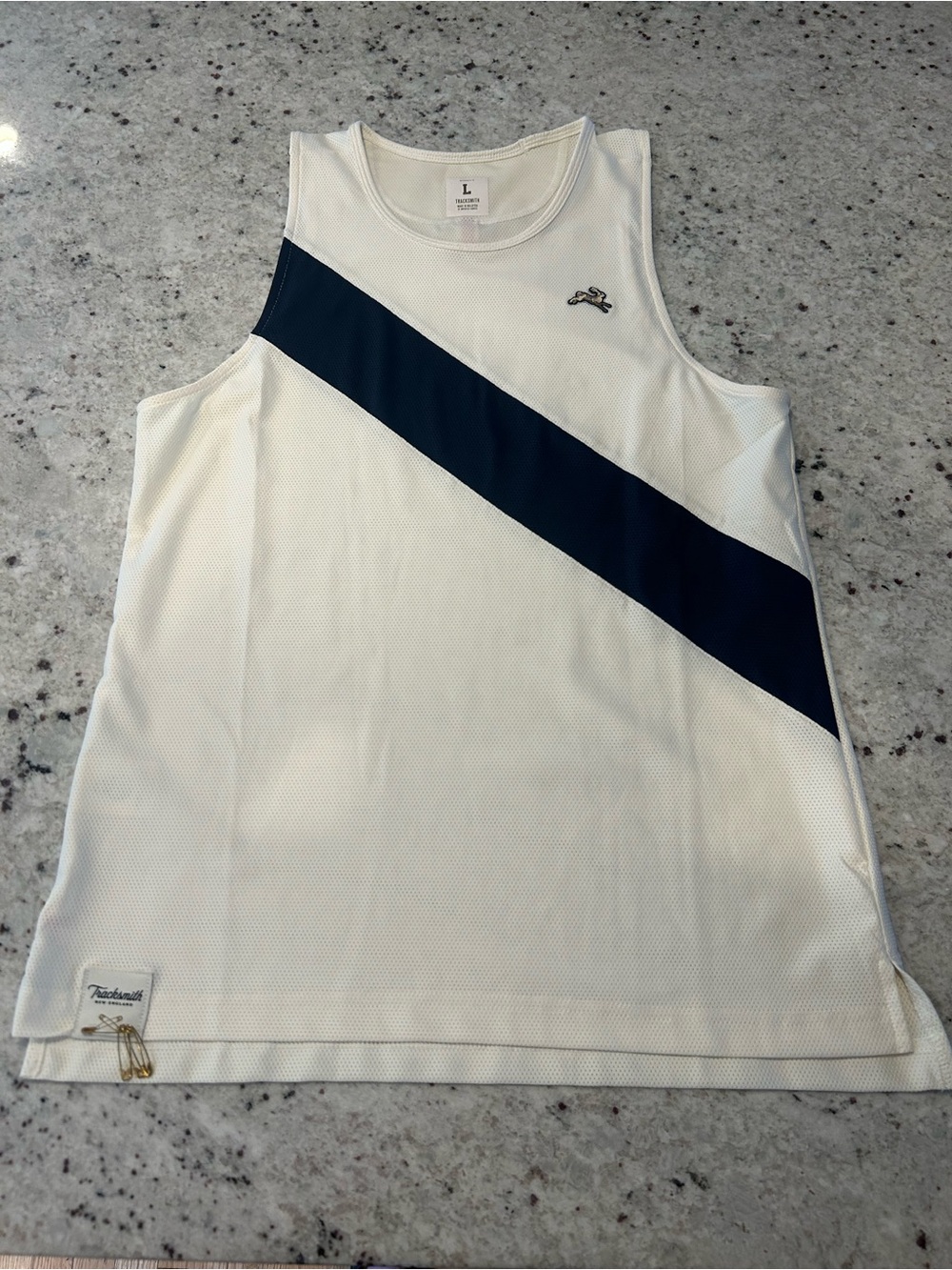 Tracksmith Van Cortlandt Running Singlet - Women's Large - Ivory/Navy